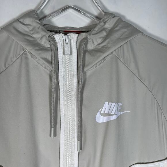 Nike Women's Windrunner Track Jacket L Grey White Hooded Full Zip Active Sports - Picture 3 of 6